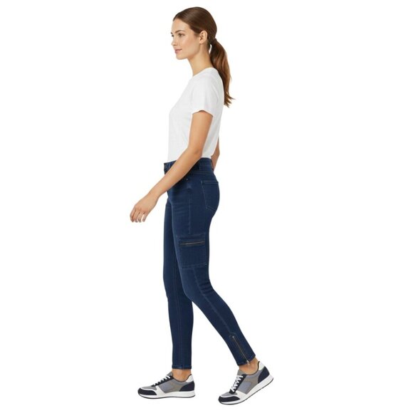 Dkny Denim - DKNY Jeggings Stretch Denim Jeans With Ankle and Leg Zippers Size 2